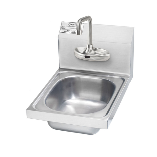 Krowne HS-64 4-1/2" Double Bend Spout 4" Electronic Faucet And 9"W X 11"D Deep Bowl Hand Sink Wall Mounted