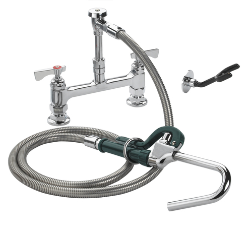 Krowne 20-208L Deck Mount Royal Series Pot Filler Assembly with 8" Adjustable Centers 72" Stainless Steel Flexible Hose
