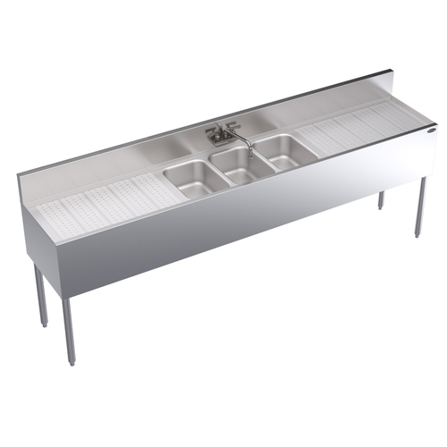 Krowne KR19-83C  96"W x 19"D Stainless Steel Royal Series Underbar Sink Unit