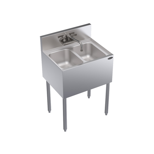 Krowne KR19-22C 24" W x 19" D Stainless Steel Two Compartment Royal Series Underbar Sink Unit