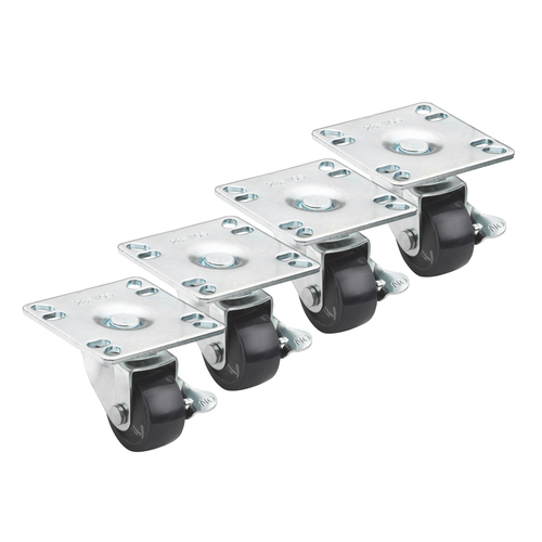 Krowne 28-110S 2" Dia. 3 1/2" x 3 1/2" Plate Swivel With Brake Grease Resistant Low Profile Plate Caster (Set Of 4)