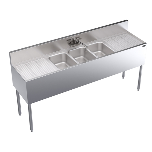 Krowne KR19-63C 72"W x 19"D Stainless Steel Royal Series Underbar Sink Unit