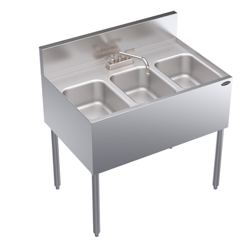 Krowne KR24-33C 36"W x 24"D Stainless Steel Royal Series Underbar Sink Unit
