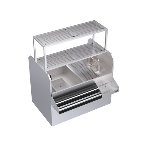 Krowne KRPT-54ALP-10 54" x 45" x 45" Pass-Thru Combo Royal Series Underbar Ice Bin/Cocktail Station