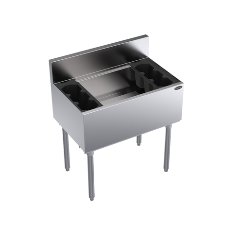 Krowne KR19-30 30"W x 19"D Stainless Steel & Galvanized Royal Series Underbar Ice Bin/Cocktail Unit