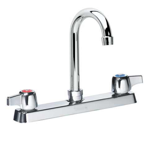 Krowne 13-801L 8" Centers 6" Gooseneck Spout Deck Mount Silver Series Faucet