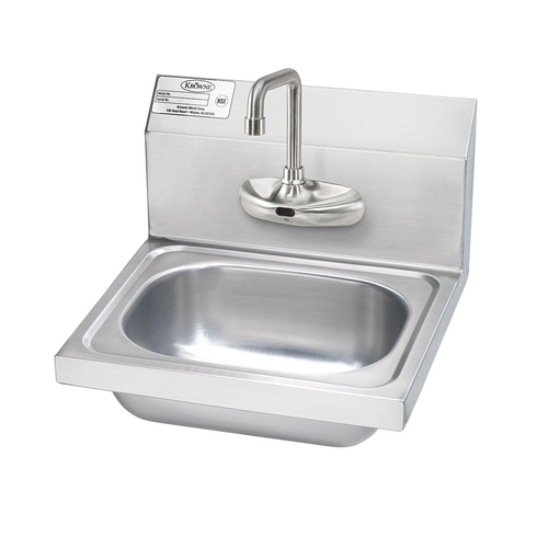 Krowne HS-67 12-1/2"W X 9-3/4"D X 5-5/8" Deep Bowl 4" Electronic Faucet And 4-1/2" Double Bend Spout Hand Sink Wall Mounted