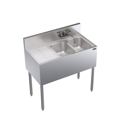 Krowne KR19-32R 36"W x 19"D Stainless Steel Royal Series Underbar Sink Unit