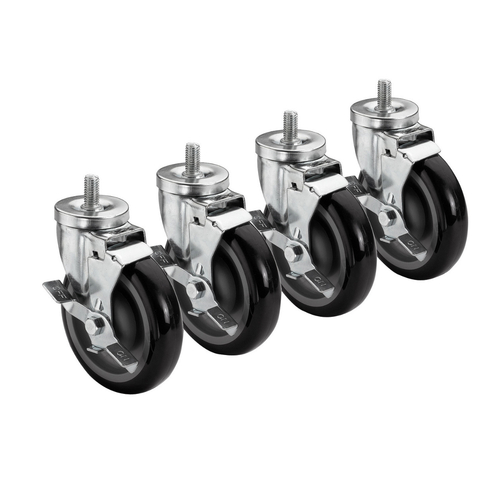 Krowne 28-145S 5" Dia. Swivel With Break Grease Resistant  5/8"-11 x 1" Threaded Stem Caster (Set Of 4)
