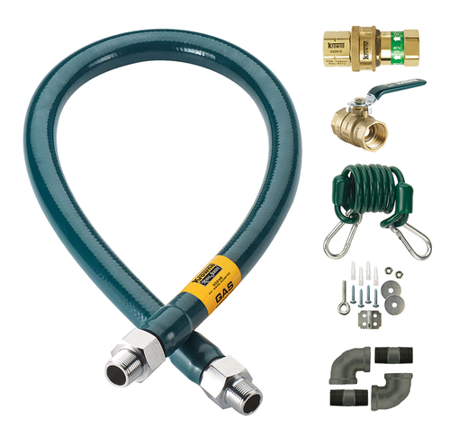 Krowne C7548K 48" Royal Series Moveable Gas Connection Kit With 2 Elbows Full Port Valve And Restraining Device