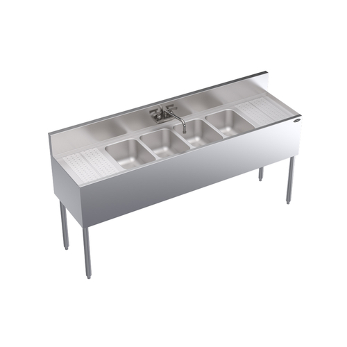 Krowne KR19-64C 72"W x 19"D Stainless Steel Royal Series Underbar Sink Unit