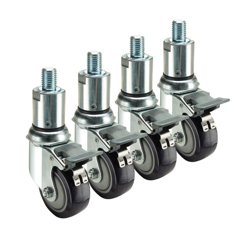 Krowne 28-158S 3" Dia. Swivel With Lock Grease Resistant 3/4"-10 Adjustable Height Threaded Stem Caster (Set Of 4)