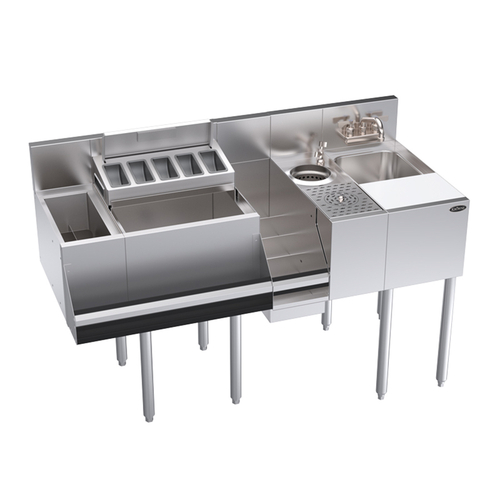 Krowne KR24-MX54-7 54"W x 24"D Built-In 7-Circuit Cold Plate Splash Mount Royal Series Faucet Single Zero-Step Speed Station