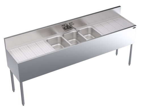 Krowne KR19-73C  84"W x 19"D Stainless Steel Royal Series Underbar Sink Unit