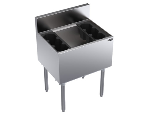 Krowne KR19-24DP 24"W x 19"D Stainless Steel & Galvanized Royal Series Underbar Ice Bin/Cocktail Unit