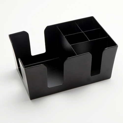 American Metalcraft BARB7 9" L x 6" W x 4" H 6-Compartment Black Bar Caddy