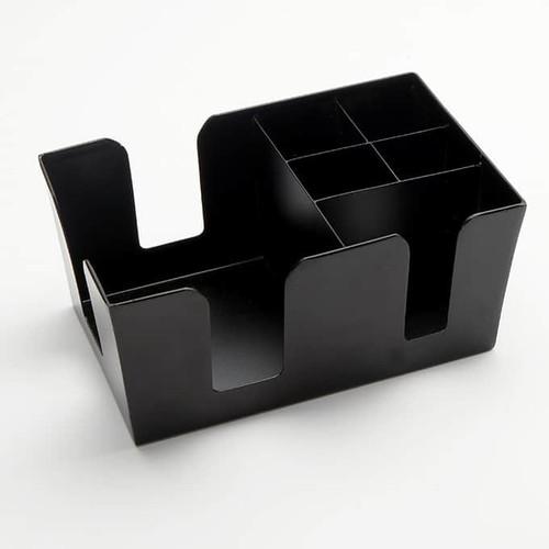 American Metalcraft BARB7 9" L x 6" W x 4" H 6-Compartment Black Bar Caddy