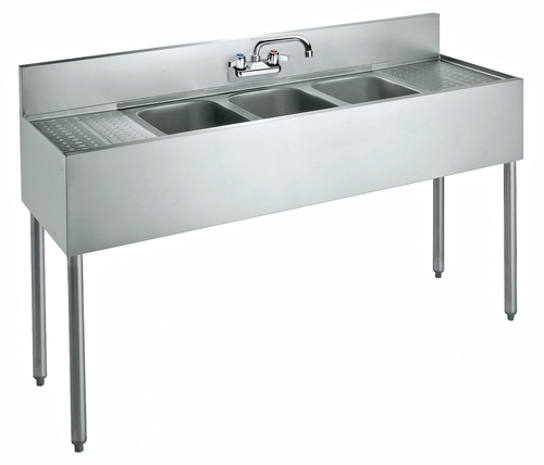 Krowne CS-1860 Stainless Steel Convenience Store Sink With Three Compartment - 60" x 19" x 42 - 1/2"