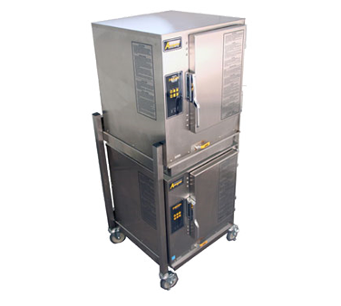 AccuTemp N61201E060 DBL-LP 6 Pans Liquid Propane Convection Steamers Two Connected Evolution Boilerless- 60,000 BTU