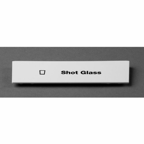 Cambro CECSG6000 5"L x 1 9/16"H White Snap On Pre-Printed "SHOT GLASS" Camrack Extender ID Clip - 6/Case