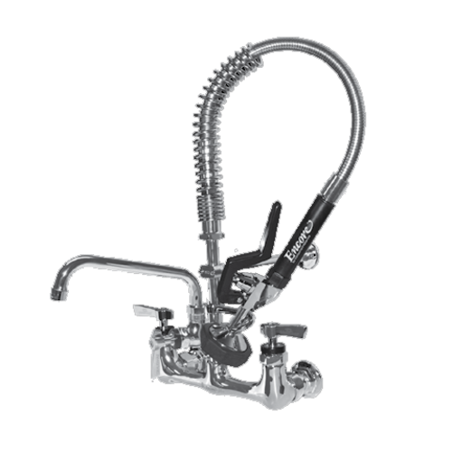 Component Hardware KL53-MINI-AF1 1.6 GPM Low Flow Spray Valve 8" Adjustable Centers Wall Mount Mini Pre-Rinse Assembly with 6" Add-On Faucet