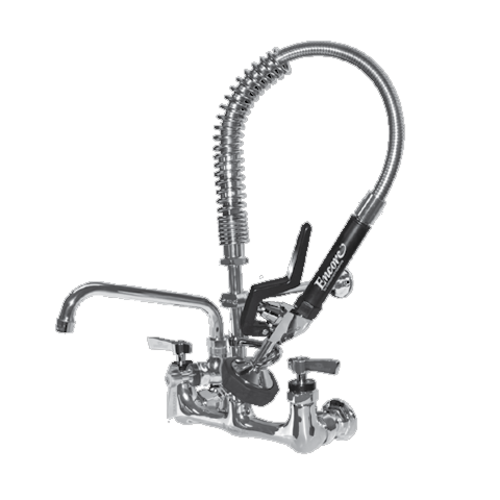 Component Hardware KL53-MINI-AF1 1.6 GPM Low Flow Spray Valve 8" Adjustable Centers Wall Mount Mini Pre-Rinse Assembly with 6" Add-On Faucet