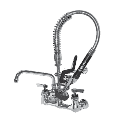Component Hardware KL53-MINI-AF3 1.6 GPM Low Flow Spray Valve 8" Adjustable Centers Wall Mount Mini Pre-Rinse Assembly with 10" Add-On Faucet