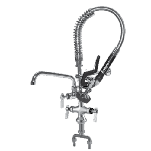 Component Hardware KL50-MINI-AF1 1.6 GPM Low Flow Spray Valve Deck Mount Mini Pre-Rinse Assembly with 6" Add-On Faucet