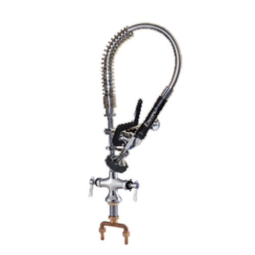 Component Hardware KL50-MINI-BR 1.6 GPM Low Flow Spray Valve Deck Mount Chrome Plated Brass Mini Pre-Rinse Assembly with Wall Bracket 1/2" NPSM Make Inlets