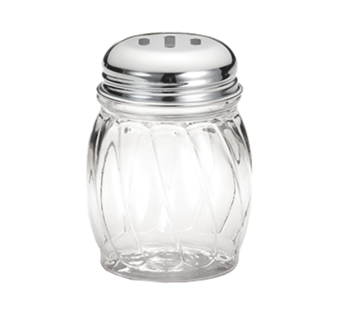 TableCraft Products 260SL 6 Oz. Swirled Glass Jar Chrome Plated Slotted Top Cheese Shaker