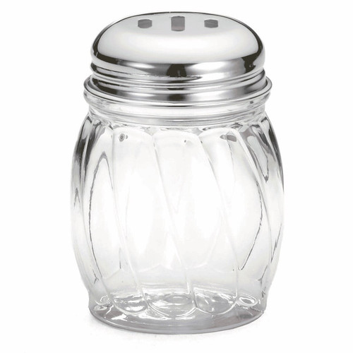 TableCraft Products P260SL 6 Oz. Chrome Plated Slotted Metal Top Swirl Polycarbonate Jar Shaker