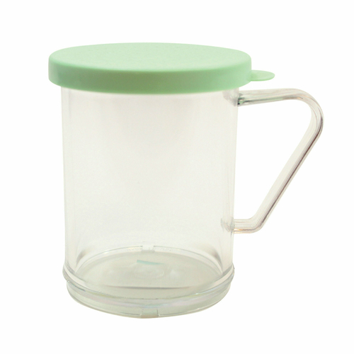 TableCraft Products 166B  10 Oz. Poly With Handle & Green Snap Tight Plastic Dredge/Shaker For Fine Ground spices