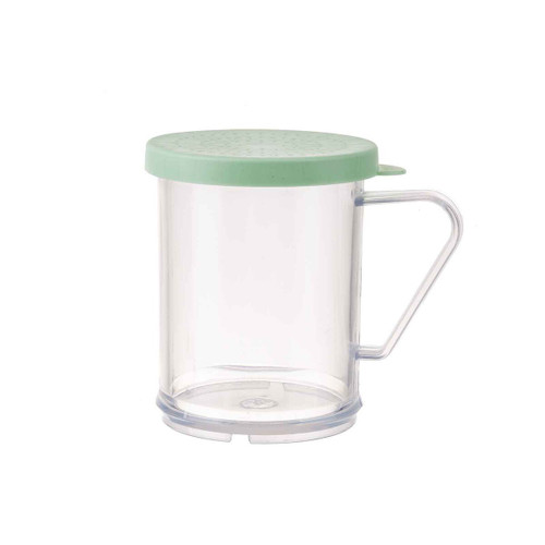 TableCraft Products 166B  10 Oz. Poly With Handle & Green Snap Tight Plastic Dredge/Shaker For Fine Ground spices