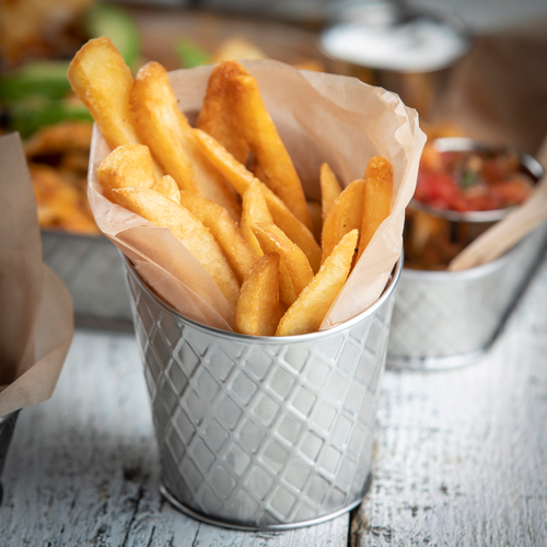 TableCraft Products 10042 10 Oz. Slanted Round Stainless Steel Lattice Collection Fry Cup