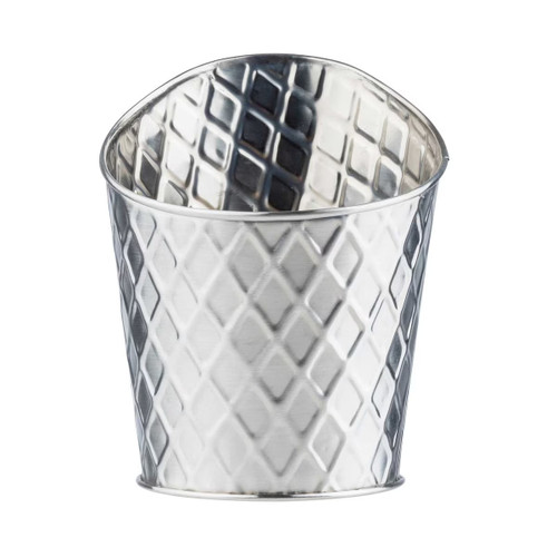 TableCraft Products 10042 10 Oz. Slanted Round Stainless Steel Lattice Collection Fry Cup