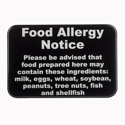 TableCraft Products 10481 9" x 6" Allergy White/Black Wall Mounted Warning Sign
