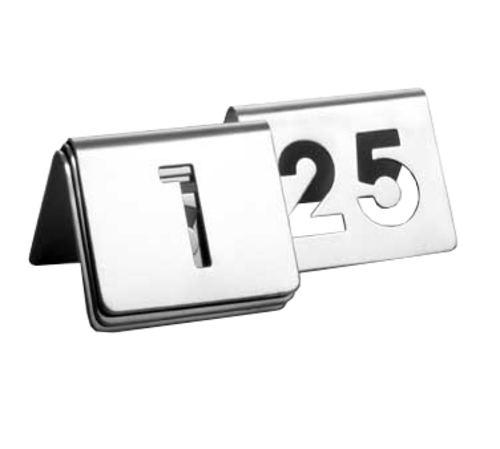 TableCraft Products TC125 2.5" W x 2" D Cut-Out Stainless Steel 1-25 Number Tent Set