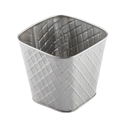 TableCraft Products 10043 20 Oz. Tapered Square Stainless Steel Lattice Collection Fry Cup