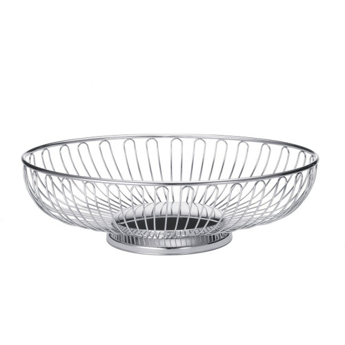 TableCraft Products 4176 11 3/8" W x 8" D x 3 1/4" H Oval Chrome Plated Cash & Carry Chalet Basket