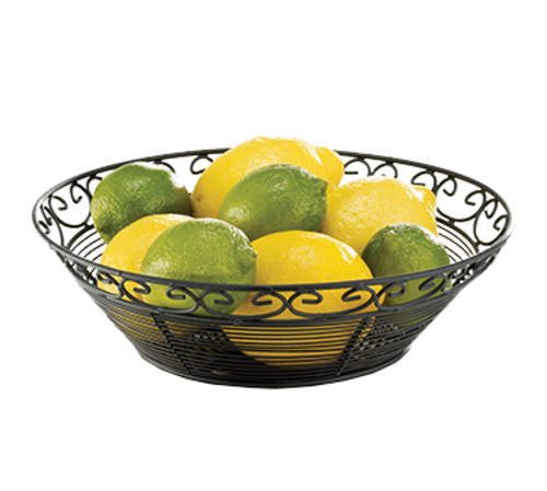 TableCraft Products BK27508 8" W x 8" D x 2.25" H Black Round Mediterranean Collection Basket