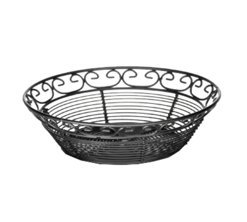 TableCraft Products BK27508 8" W x 8" D x 2.25" H Black Round Mediterranean Collection Basket