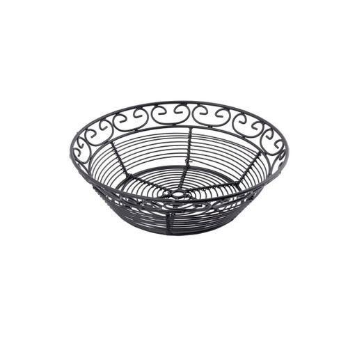 TableCraft Products BK27508 8" W x 8" D x 2.25" H Black Round Mediterranean Collection Basket