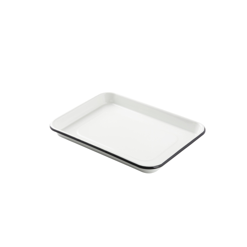TableCraft Products 10347 13" W x 9.5" D x 1 0.13" H 0.25 Size Enamel White With Black Rim Sheet Pan