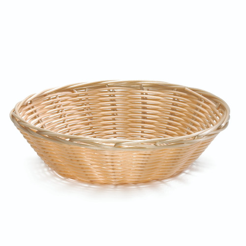 TableCraft Products C1175W 8.5" W x 2.25" H Natural Round Polyprolene Cash & Carry Baskets - 20 Packs of 12