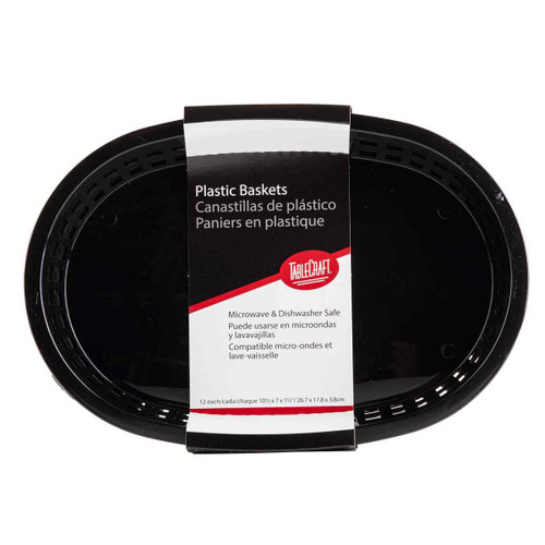 TableCraft Products C1076BK 10-1/2" W x 7" D x 1-1/2" H Black Oval Cash & Carry Chicago Baskets