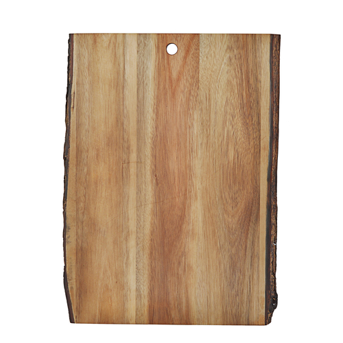 TableCraft Products ACAR1812 18" W x 11 3/4" D x 3/4" H Rectangular Wood Cash & Carry Acacia Display Board With Bark Lined