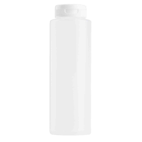 TableCraft Products 2108C-6 8 Oz. White Hinged Top Clear Squeeze Bottle - 72/Case