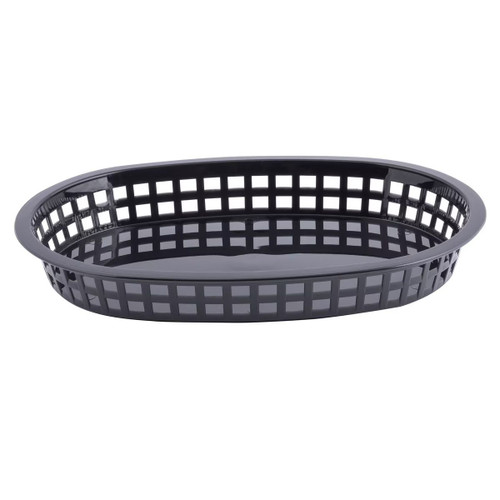 TableCraft Products 1076BK Black Oval Chicago Plastic Basket - 36/Case