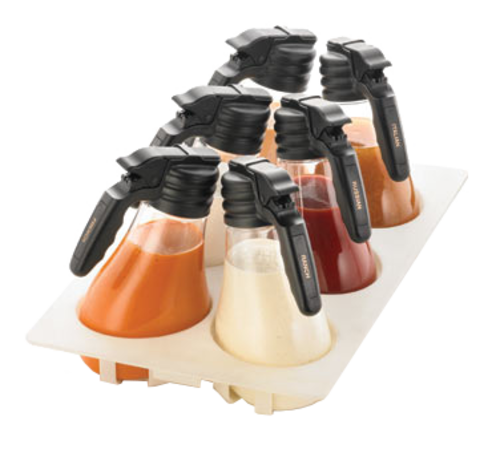 TableCraft Products N481 48 Oz. Clear Polycarbonate Body Black Triton Top Option Salad Dressing Dispenser Set