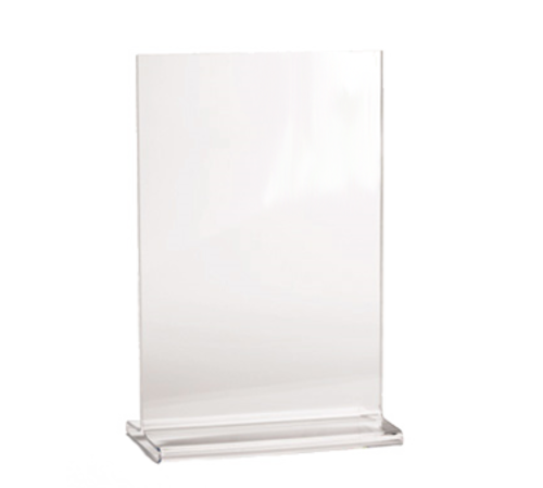TableCraft Products 4060 4" W x 2" D x 6 0.25" H Clear Acrylic Two-Sided Menu Holder